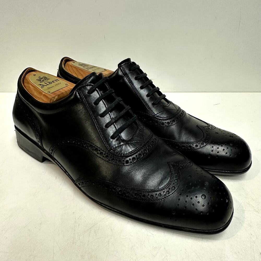 EUC J.M. Weston 607 Richelieu Oxford Wingtip Black Made in France UK 7.5 US 8.5